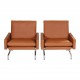 Poul Kjærholm Set of PK-31/1 armchairs newly upholstered with cognac aniline leather