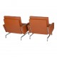 Poul Kjærholm Set of PK-31/1 armchairs newly upholstered with cognac aniline leather