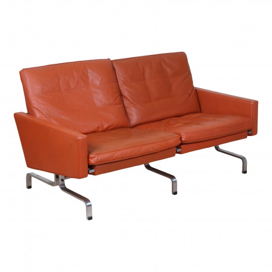 Poul Kjærholm PK-31/2 sofa from Kold Christensen with cognac leather