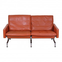 Poul Kjærholm PK-31/2 sofa fra Kold Christensen i cognac læder