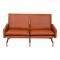 Poul Kjærholm sofa PK-31/2 nypolstret i cognac anilin læder