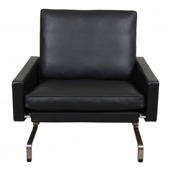 Poul Kjærholm PK-31/1 Armchair newly upholstered in black aniline leather 