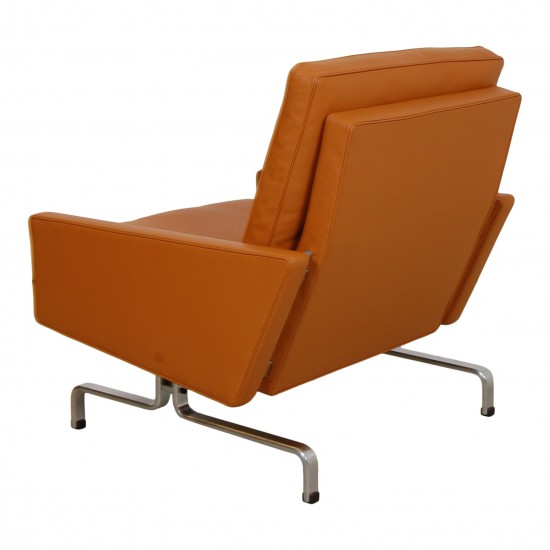 Poul Kjærholm PK-31/1 Lounge chair reupholstered in cognac Nevada aniline leather