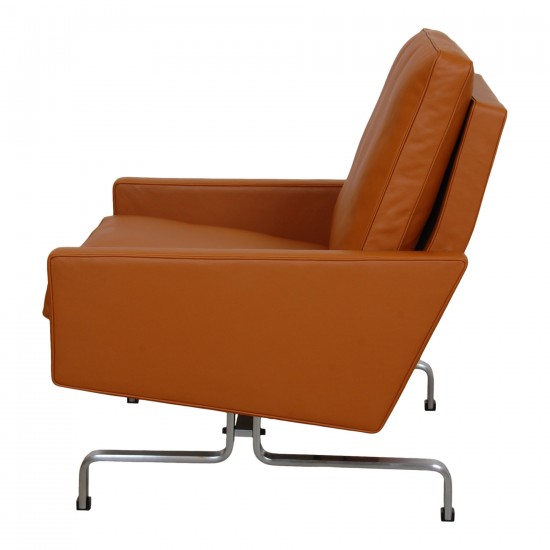 Poul Kjærholm PK-31/1 Lounge chair reupholstered in cognac Nevada aniline leather