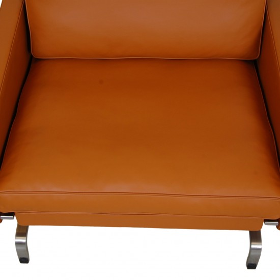 Poul Kjærholm PK-31/1 Lounge chair reupholstered in cognac Nevada aniline leather