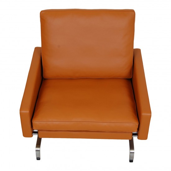 Poul Kjærholm PK-31/1 Lounge chair reupholstered in cognac Nevada aniline leather