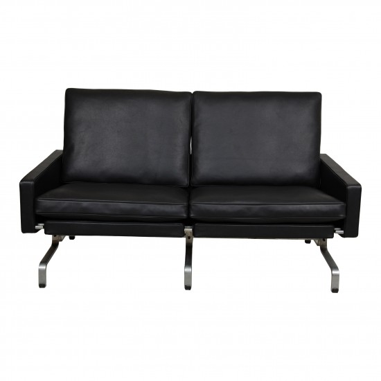 Poul Kjærholm PK-31/2 2person sofa, newly upholstered with black aniline leather