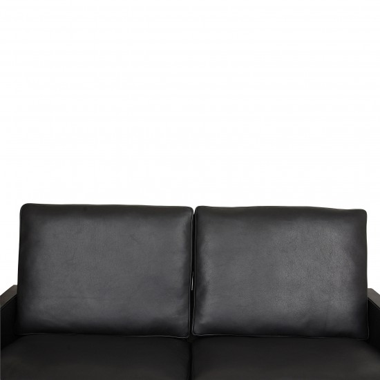 Poul Kjærholm PK-31/2 2pers sofa, nypolstret med sort anilin læder