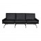Poul Kjærholm PK-31/3 sofa reupholstered in black aniline leather