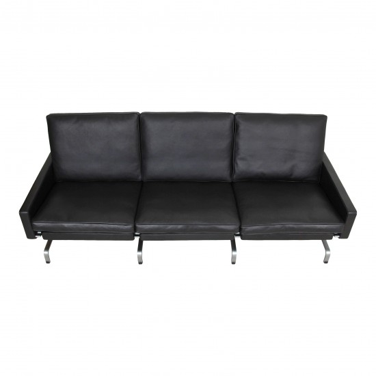 Poul Kjærholm PK31/3 sofa i sort anilin læder