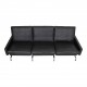 Poul Kjærholm PK-31/3 sofa reupholstered in black aniline leather