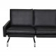 Poul Kjærholm PK31/3 sofa i sort anilin læder