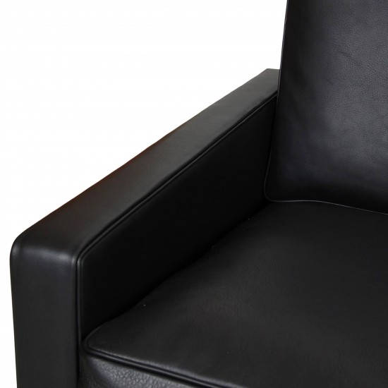 Poul Kjærholm PK-31/3 sofa reupholstered in black aniline leather