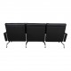 Poul Kjærholm PK-31/3 sofa reupholstered in black aniline leather