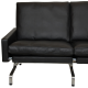 Poul Kjærholm PK-31 4.seater sofa reupholstered in black aniline leather