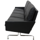 Poul Kjærholm PK-31 4.seater sofa reupholstered in black aniline leather