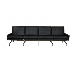 Poul Kjærholm PK-31 4.pers sofa nybetrukket i sort anilin læder