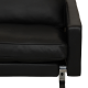 Poul Kjærholm PK-31 4.seater sofa reupholstered in black aniline leather