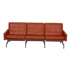 Poul Kjærholm PK-31/3 sofa i patineret cognac læder fra Kold Christensen