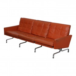 Poul Kjærholm PK-31/3 sofa i patineret cognac læder fra Kold Christensen