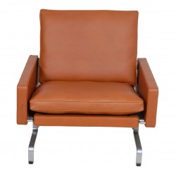 Poul Kjærholm PK-31/1 lænestol nybetrukket i cognac anilin læder Poul Kjærholm PK-31/1 lænestol nybetrukket i cognac anilin læder