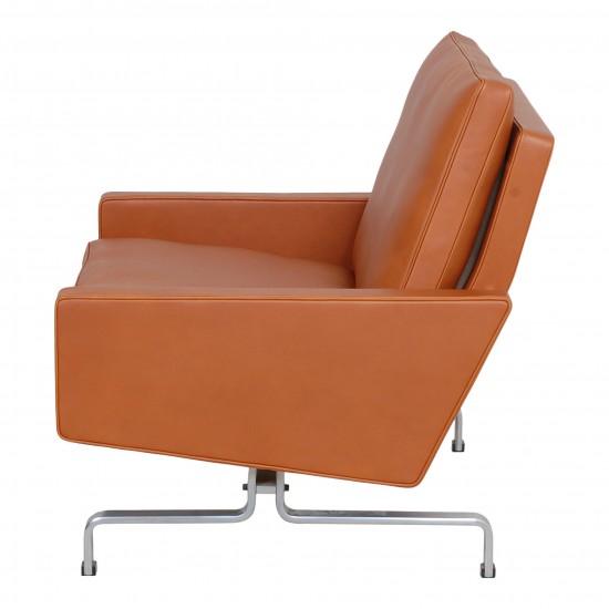 Poul Kjærholm PK-31/1 armchair newly upholstered with cognac aniline leather