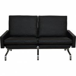 Poul Kjærholm PK-31 2-personers sofa nybetrukket med sort Bizon læder