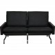 Poul Kjærholm PK-31 2.seater sofa reupholstered in black Bizon leather