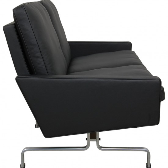 Poul Kjærholm PK-31 2.seater sofa reupholstered in black Bizon leather