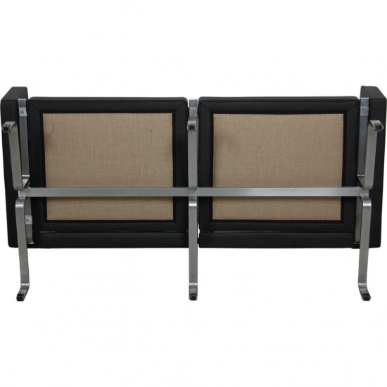 Poul Kjærholm PK-31 2.seater sofa reupholstered in black Bizon leather