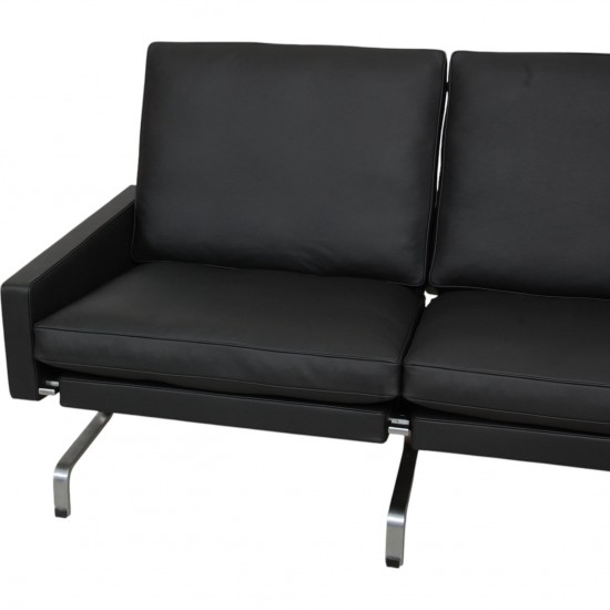 Poul Kjærholm PK-31 2.seater sofa reupholstered in black Bizon leather