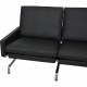 Poul Kjærholm PK-31 2.seater sofa reupholstered in black Bizon leather