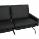 Poul Kjærholm PK-31 2.seater sofa reupholstered in black Bizon leather