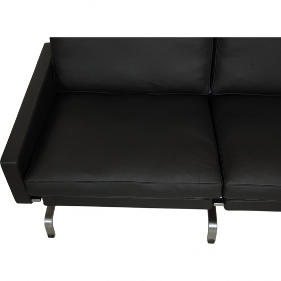 Poul Kjærholm PK-31 2.seater sofa reupholstered in black Bizon leather