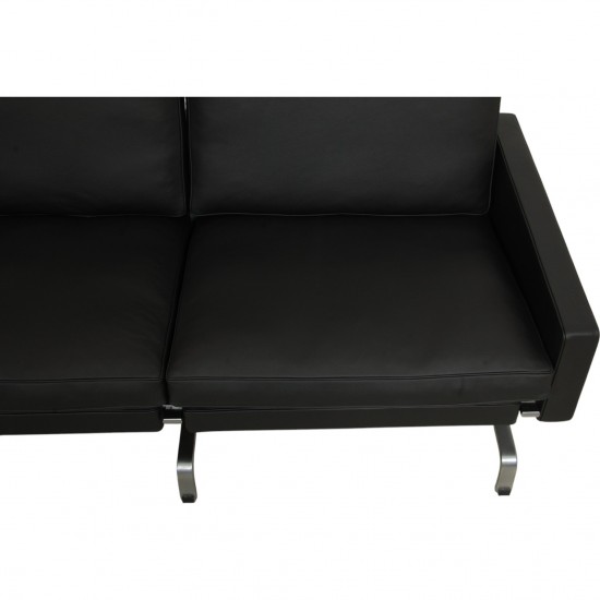 Poul Kjærholm PK-31 2.seater sofa reupholstered in black Bizon leather