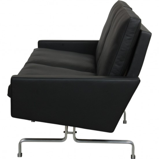 Poul Kjærholm PK-31 2.seater sofa reupholstered in black Bizon leather