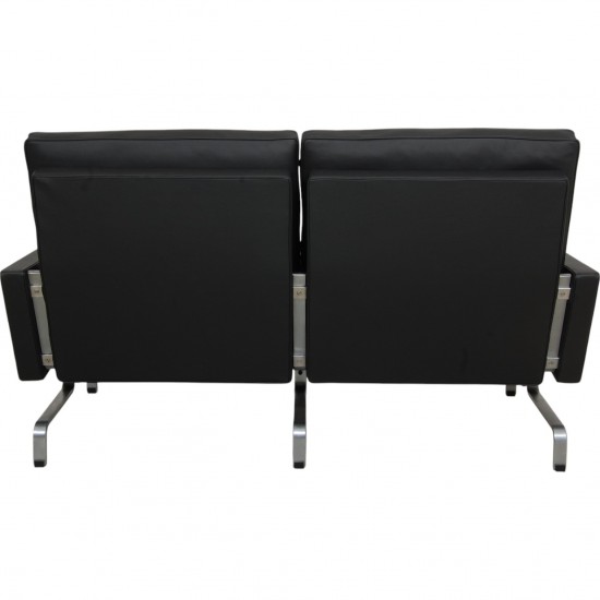Poul Kjærholm PK-31 2.seater sofa reupholstered in black Bizon leather