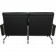 Poul Kjærholm PK-31 2.seater sofa reupholstered in black Bizon leather