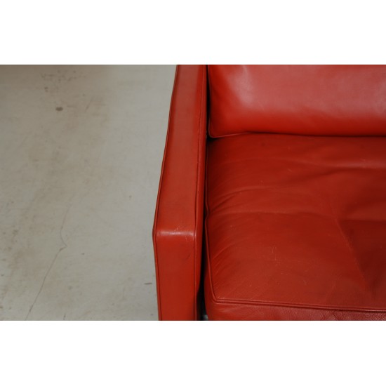 Poul Kjærholm PK-31/2 sofa with patinated red-brown leather