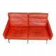 Poul Kjærholm PK-31/2 sofa with patinated red-brown leather