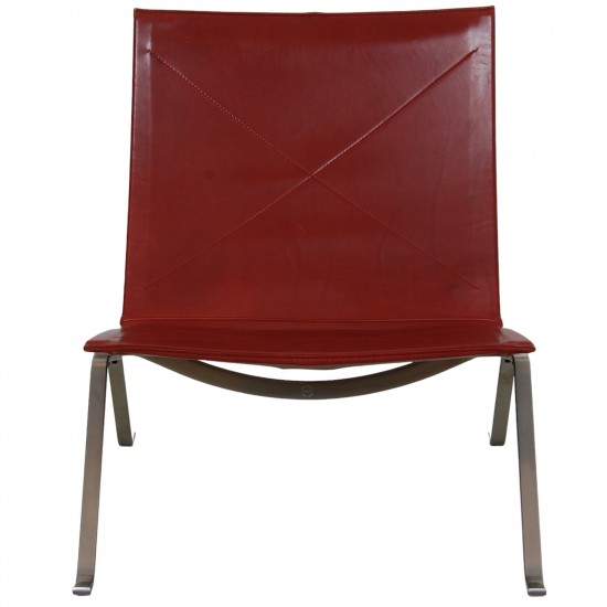 Poul Kjærholm PK-22 chair in indian red aniline leather