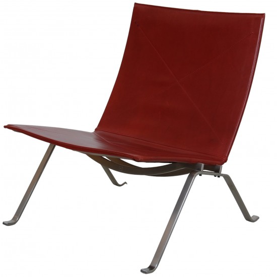 Poul Kjærholm PK-22 chair in indian red aniline leather