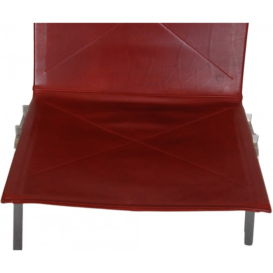 Poul Kjærholm PK-22 chair in indian red aniline leather