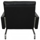 Poul Kjærholm PK-31 lounge chair reupholstered in black aniline leather