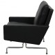 Poul Kjærholm PK-31 lounge chair reupholstered in black aniline leather