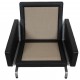 Poul Kjærholm PK-31 lounge chair reupholstered in black aniline leather