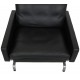 Poul Kjærholm PK-31 lounge chair reupholstered in black aniline leather