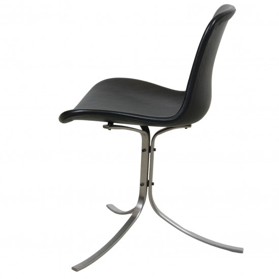 Poul Kjærholm PK-9 chair in black Aura leather