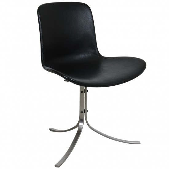 Poul Kjærholm PK-9 chair in black Aura leather