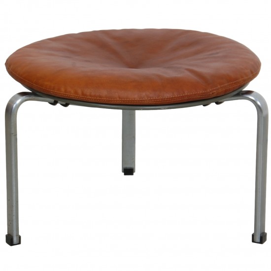 Poul Kjærholm PK-33 footstool in cognac leather by E. Kold Christensen